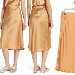 Renee C Solid Satin Midi Skirt